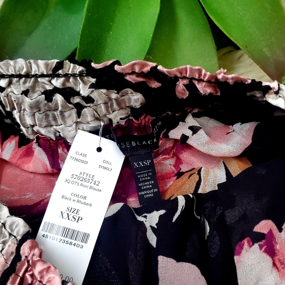 NWOT WHBM Floral Silk Burnout Off Shoulder Top-XXS - Picture 6 of 9